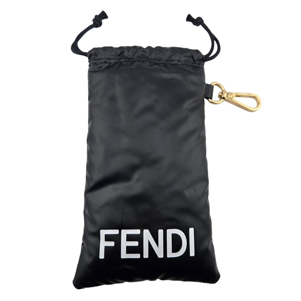 Fendi Black Padded Drawstring Phone Pouch Bag Charm with Gold Hardware - Picture 3 of 6
